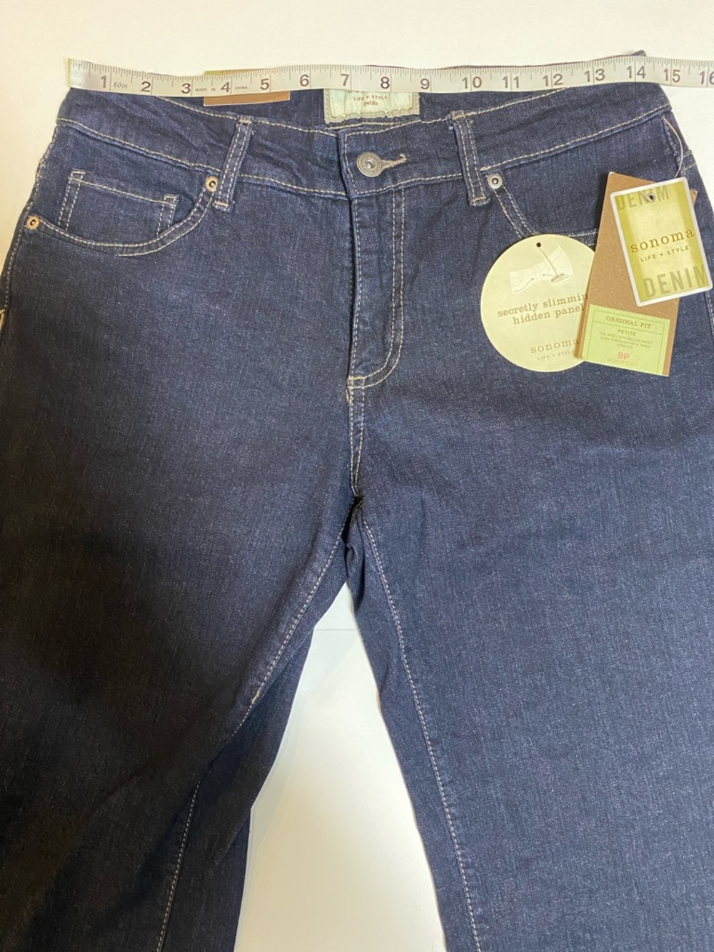 Sonoma SZ 8P Dark Denim Boot Cut Mid Rise Slimming Jeans New D6e - Picture 7 of 13